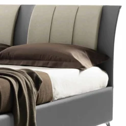 Viadurini Night Design Maßgeschneiderte Möbel|Polsterbetten-Gepolstertes Doppelbett mit Box aus zweifarbigem Ecoleather Made in Italy - Gagia