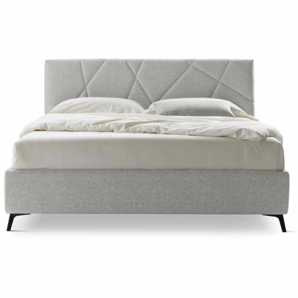 Viadurini Night Design Maßgeschneiderte Möbel|Polsterbetten-Gepolstertes Doppelbett mit Box aus Stoff Made in Italy - Ciottolino