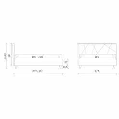 Viadurini Night Design Maßgeschneiderte Möbel|Polsterbetten-Gepolstertes Doppelbett mit Box aus Stoff Made in Italy - Ciottolino