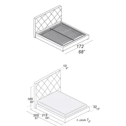 Viadurini Night Design Polsterbetten-Gepolstertes Doppelbett mit Stoff- oder Lederbezug - Celebre