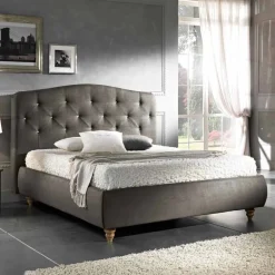 Viadurini Night Design Polsterbetten-Gepolstertes Doppelbett mit Aufbewahrungsbox 160x190/200cm Leone