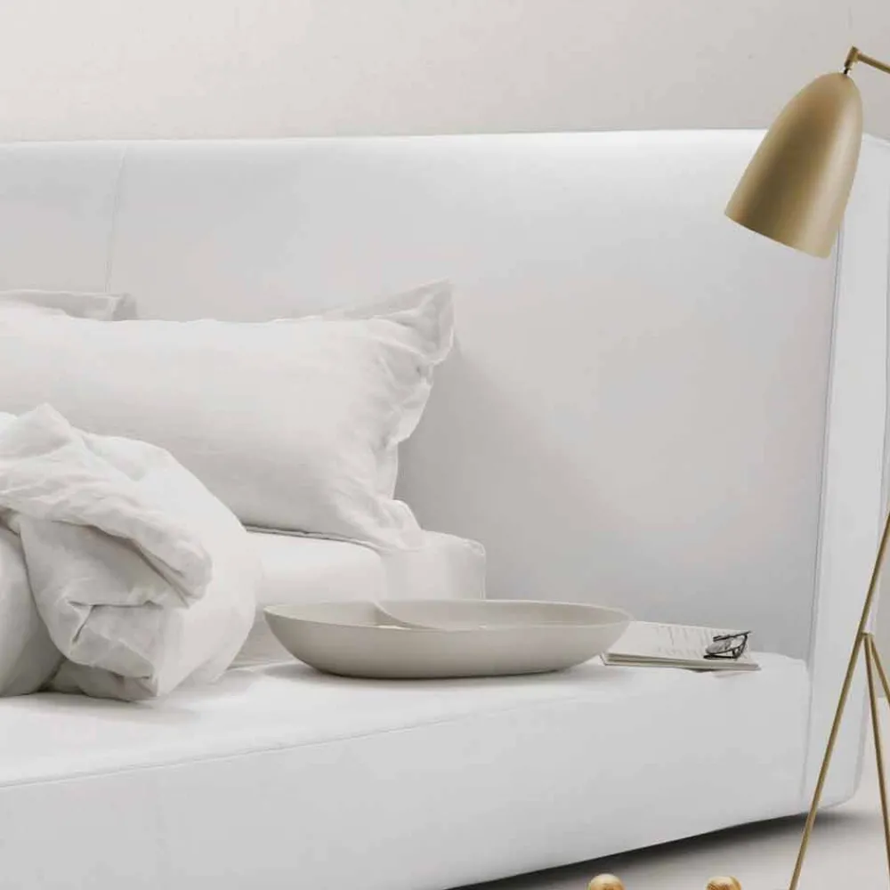 Viadurini Night Design Polsterbetten-Gepolstertes Leder-Doppelbett „Long Island“, hergestellt in Italien