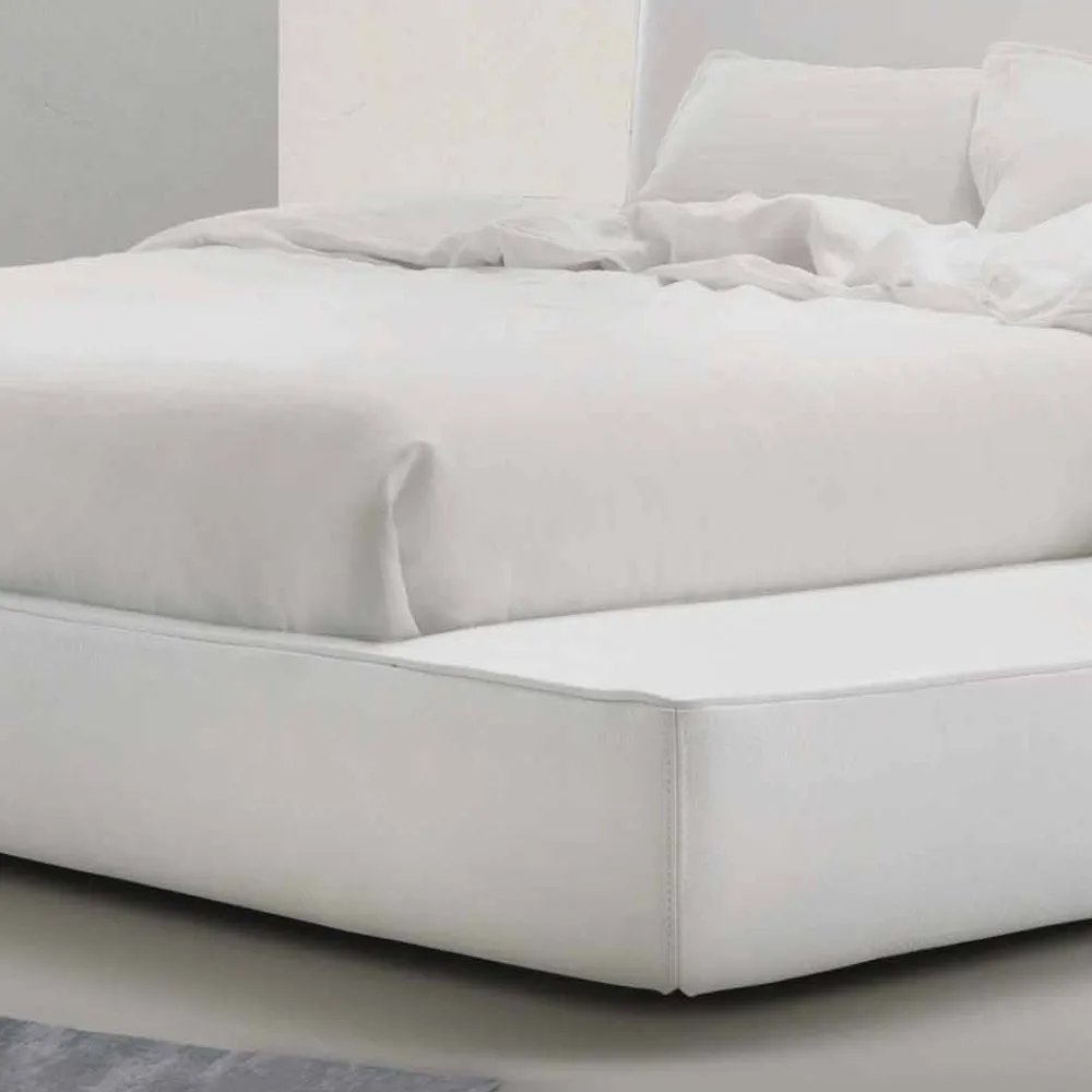 Viadurini Night Design Polsterbetten-Gepolstertes Leder-Doppelbett „Long Island“, hergestellt in Italien