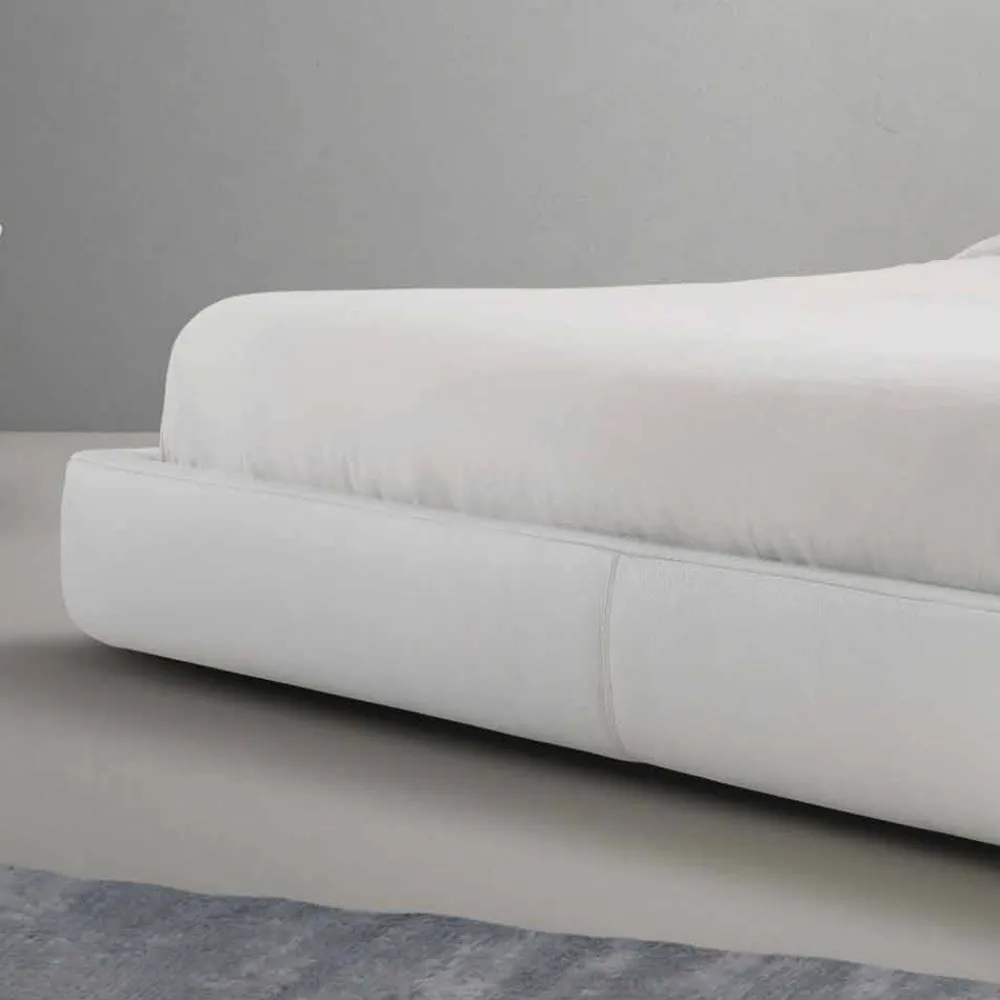 Viadurini Night Design Polsterbetten-Gepolstertes Leder-Doppelbett „Long Island“, hergestellt in Italien