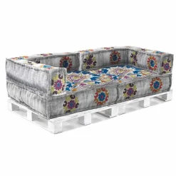 Viadurini Italian Sofas Moderne Sofas-Gepolstertes Zweisitzer-Ethnosofa aus Patchworkstoff und Holzfaser