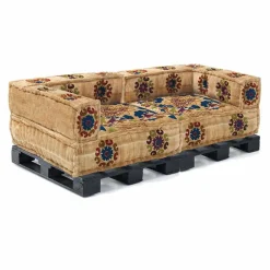 Viadurini Italian Sofas Moderne Sofas-Gepolstertes Zweisitzer-Ethnosofa aus Patchworkstoff und Holzfaser