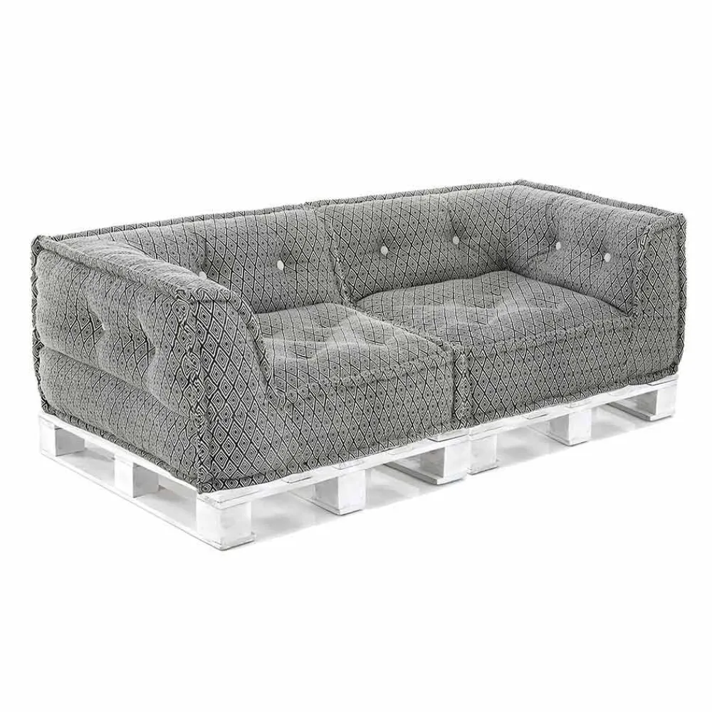 Viadurini Italian Sofas Moderne Sofas-Gepolstertes Zweisitzer-Ethnosofa aus Patchworkstoff und Holzfaser