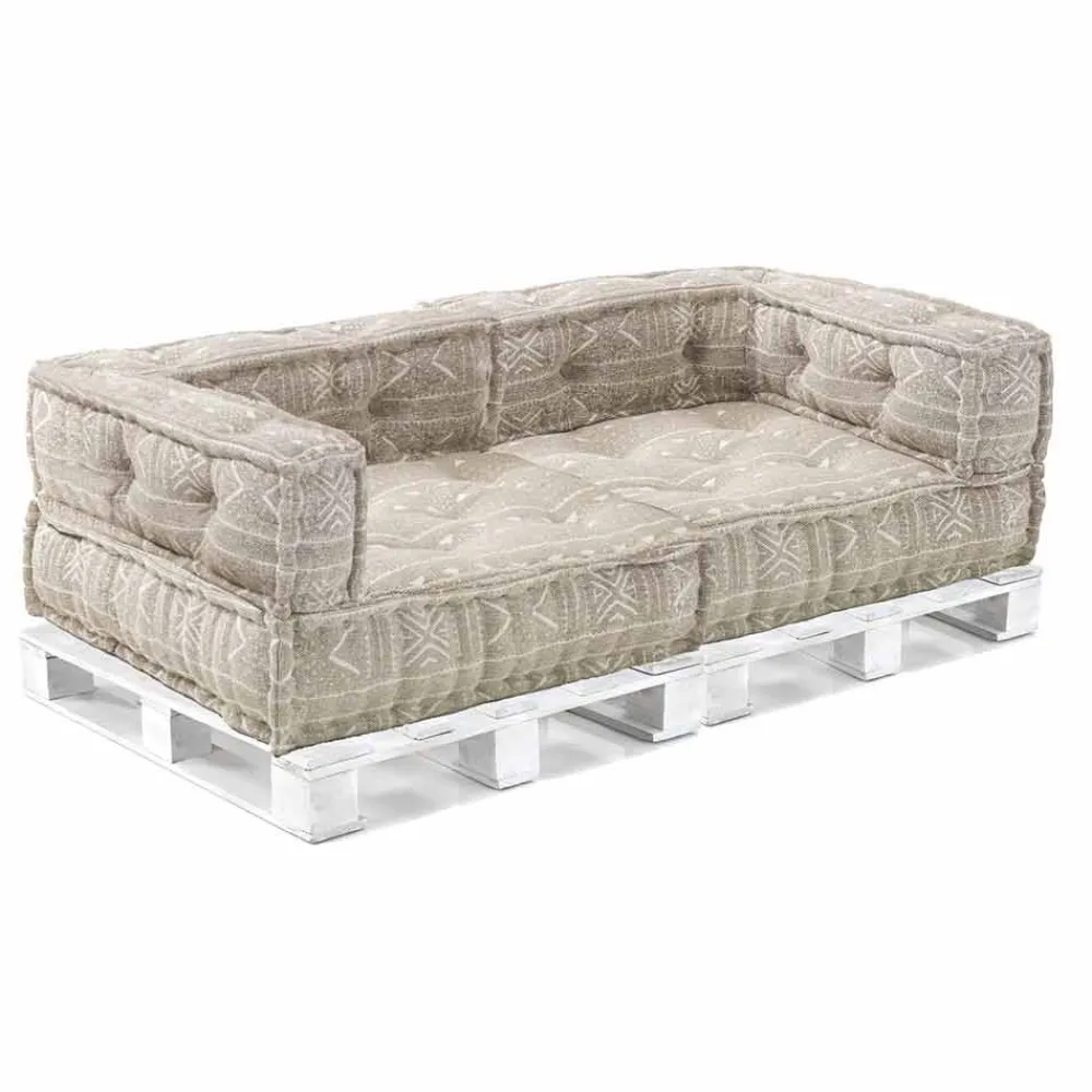 Viadurini Italian Sofas Moderne Sofas-Gepolstertes Zweisitzer-Ethnosofa aus Patchworkstoff und Holzfaser