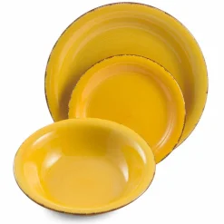 Viadurini Kitchen Teller Set-Geschirr mit farbigen Tellern 18 Stück in modernem Steinzeug - Abruzzen