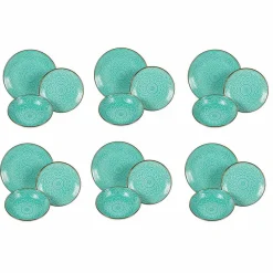 Viadurini Kitchen Teller Set-Geschirrservice in Hartdolomitgrau, Hellblau oder Blau 18 Stück - Arabisch