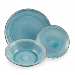 Viadurini Kitchen Teller Set-Geschirrservice in harten Dolomitblautönen 18-teilig - Abruzzen