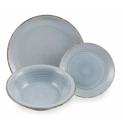 Viadurini Kitchen Teller Set-Geschirrservice in harten Dolomitblautönen 18-teilig - Abruzzen