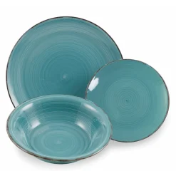 Viadurini Kitchen Teller Set-Geschirrservice in harten Dolomitblautönen 18-teilig - Abruzzen