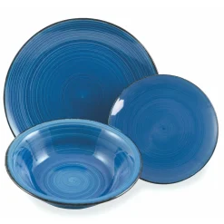 Viadurini Kitchen Teller Set-Geschirrservice in harten Dolomitblautönen 18-teilig - Abruzzen