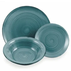 Viadurini Kitchen Teller Set-Geschirrservice in harten Dolomitblautönen 18-teilig - Abruzzen