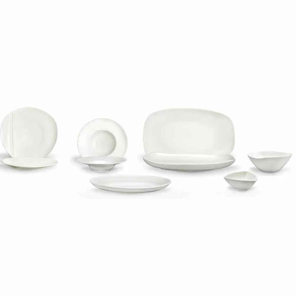 Viadurini Kitchen Teller Set-Geschirrset aus weißem Porzellan 23 Teile Modernes und elegantes Design - Nalah