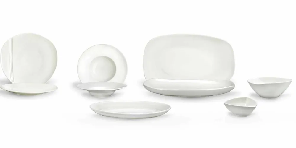 Viadurini Kitchen Teller Set-Geschirrset aus weißem Porzellan 23 Teile Modernes und elegantes Design - Nalah