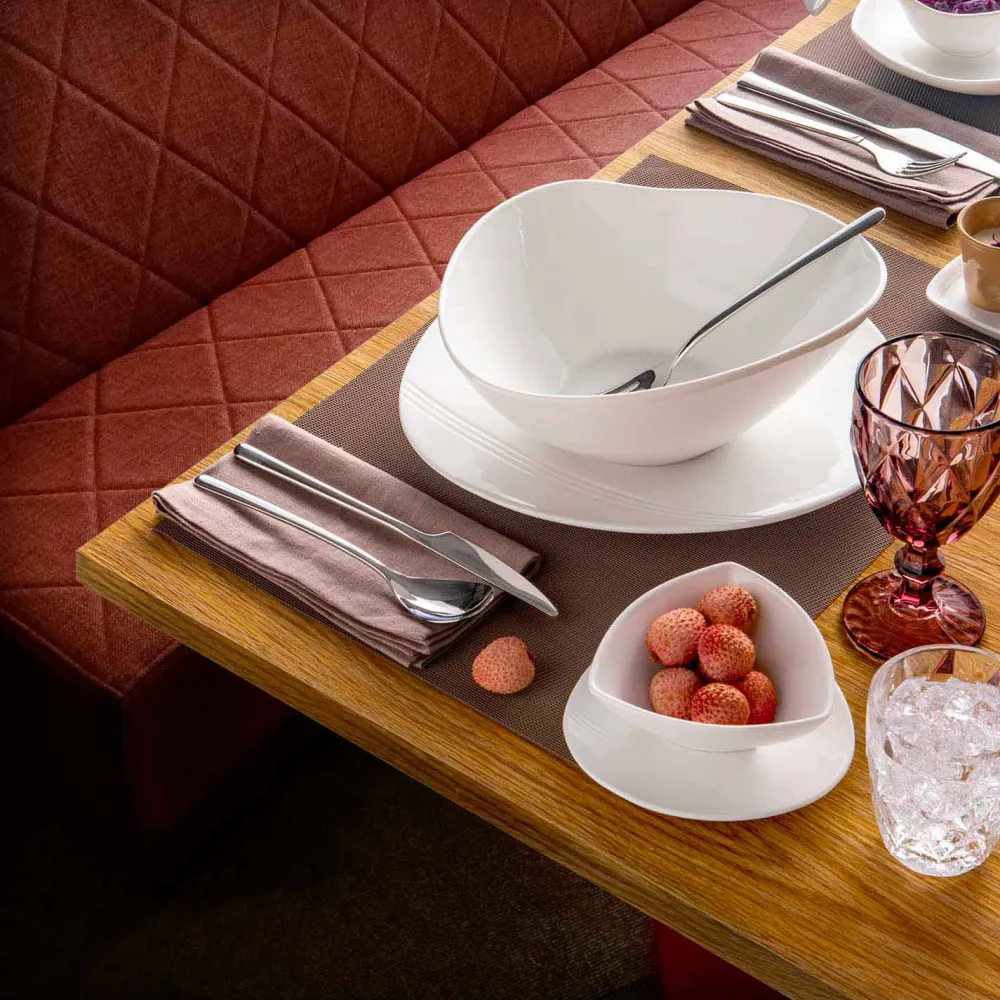 Viadurini Kitchen Teller Set-Geschirrset aus weißem Porzellan 23 Teile Modernes und elegantes Design - Nalah