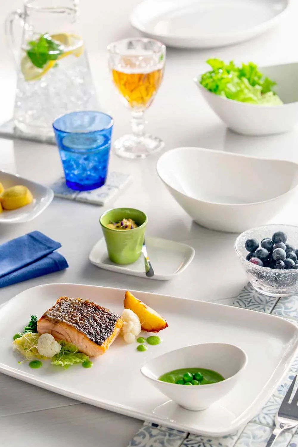 Viadurini Kitchen Teller Set-Geschirrset aus weißem Porzellan 23 Teile Modernes und elegantes Design - Nalah