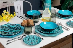 Viadurini Kitchen Teller Set-Geschirrset Porzellan Farbiges Porzellan Modern 18 Pieces - Timesquare