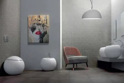 Viadurini Bathroom Bidet-Geschliffenes kugelförmiges Bidet aus farbiger Keramik Fanna