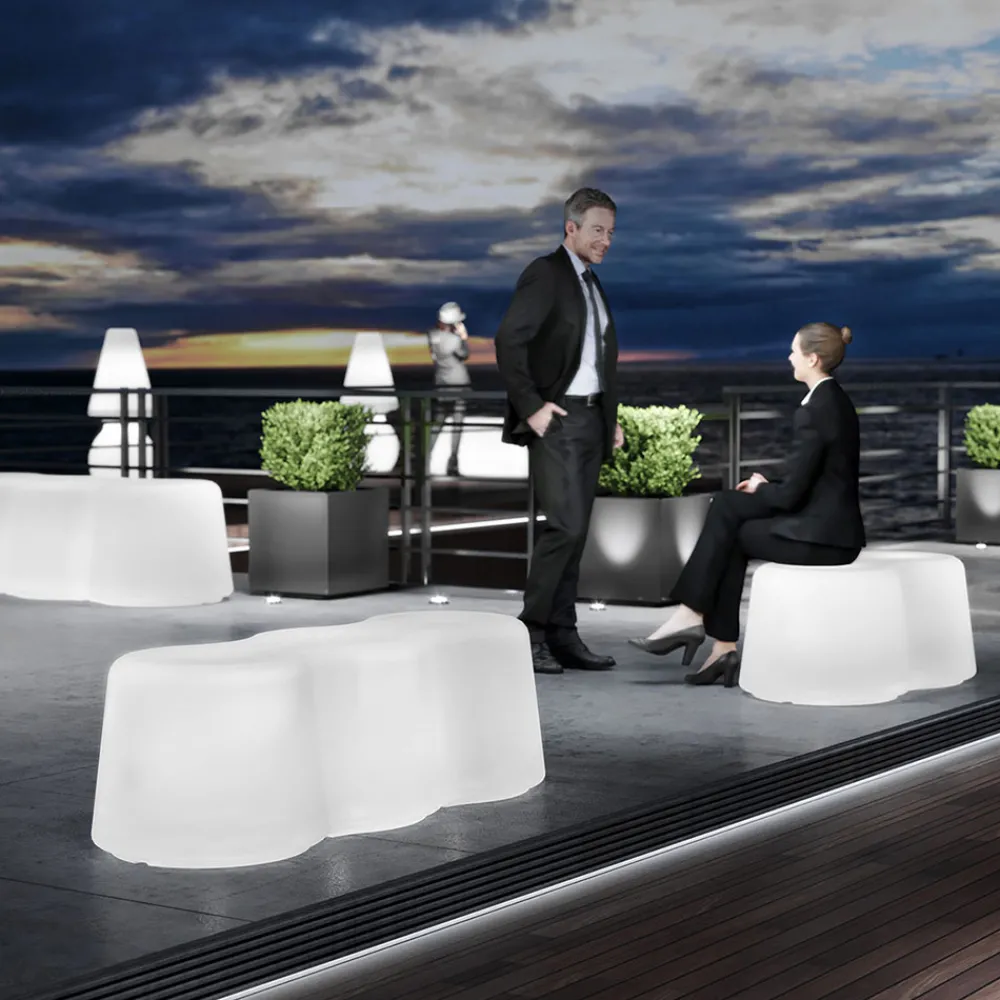 Viadurini in the Garden Lichtmöbel-Gewellte Außenbank aus Polyethylen Made in Italy - Brenda