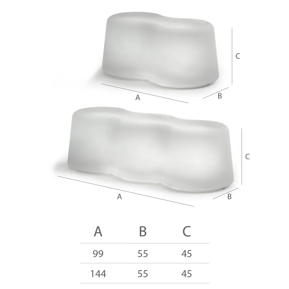 Viadurini in the Garden Lichtmöbel-Gewellte Außenbank aus Polyethylen Made in Italy - Brenda