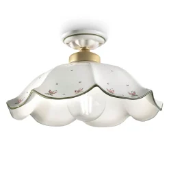 Ferroluce Vintage Deckenleuchten-Gewellte und handdekorierte und bemalte Keramik-Deckenlampe - Belluno