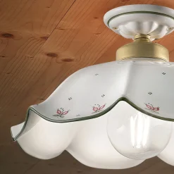 Ferroluce Vintage Deckenleuchten-Gewellte und handdekorierte und bemalte Keramik-Deckenlampe - Belluno