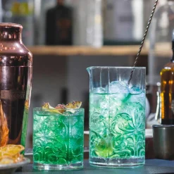 Viadurini Kitchen Italienisches Kristallgeschirr-Glas mischen mit exzentrischer Dekoration Luxus Design 4 Stück - Destino