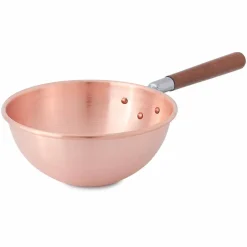 Viadurini Kitchen Kochgeschirr-Glatte Bastardella aus massivem Kupfer mit Holzgriff 30 cm - Giampiero