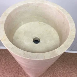 Viadurini Bathroom Steinwaschbecken-Glänzendes weißes konisches freistehendes Waschbecken Igor, handgemacht vom Entwurf