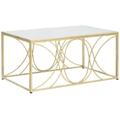 Viadurini Living Moderne Couchtische-Gold Couchtisch mit Spiegelplatte und Eisenstruktur - Emilia