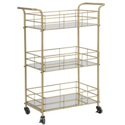 Viadurini Living Küchenzubehör-Gold Servierwagen mit Eisenstruktur und Glasplatten - Viviana