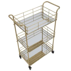 Viadurini Living Küchenzubehör-Gold Servierwagen mit Eisenstruktur und Glasplatten - Viviana