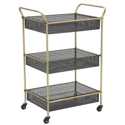 Viadurini Living Küchenzubehör-Gold Servierwagen mit Eisenstruktur und 3 Ablagen - Elegant
