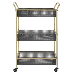 Viadurini Living Küchenzubehör-Gold Servierwagen mit Eisenstruktur und 3 Ablagen - Elegant