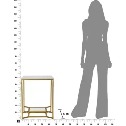 Viadurini Living Moderne Couchtische-Golden Square Couchtisch aus Eisen, weißem Harz und Glas - Tokyo