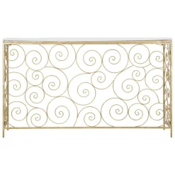 Viadurini Living Konsolentisch Flur-Goldene Eingangskonsole mit Eisenstruktur und Marmorplatte - Carlotta
