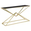 Viadurini Living Konsolentisch Flur-Goldene Konsole mit Metallstruktur und schwarzer Glasplatte - Eritrea