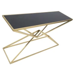 Viadurini Living Konsolentisch Flur-Goldene Konsole mit Metallstruktur und schwarzer Glasplatte - Eritrea