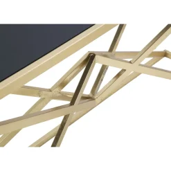 Viadurini Living Konsolentisch Flur-Goldene Konsole mit Metallstruktur und schwarzer Glasplatte - Eritrea