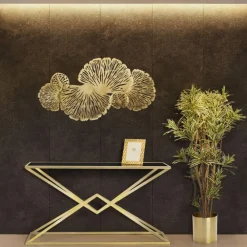 Viadurini Living Konsolentisch Flur-Goldene Konsole mit Metallstruktur und schwarzer Glasplatte - Eritrea