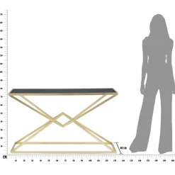 Viadurini Living Konsolentisch Flur-Goldene Konsole mit Metallstruktur und schwarzer Glasplatte - Eritrea