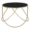 Viadurini Living Moderne Couchtische-Goldener Couchtisch aus Eisen mit runder schwarzer Glasplatte - Rebel