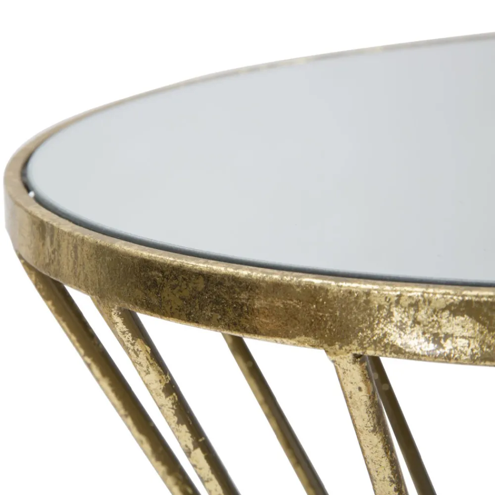 Viadurini Living Moderne Couchtische-Goldener Couchtisch aus Eisen mit Spiegelplatte - Apricot