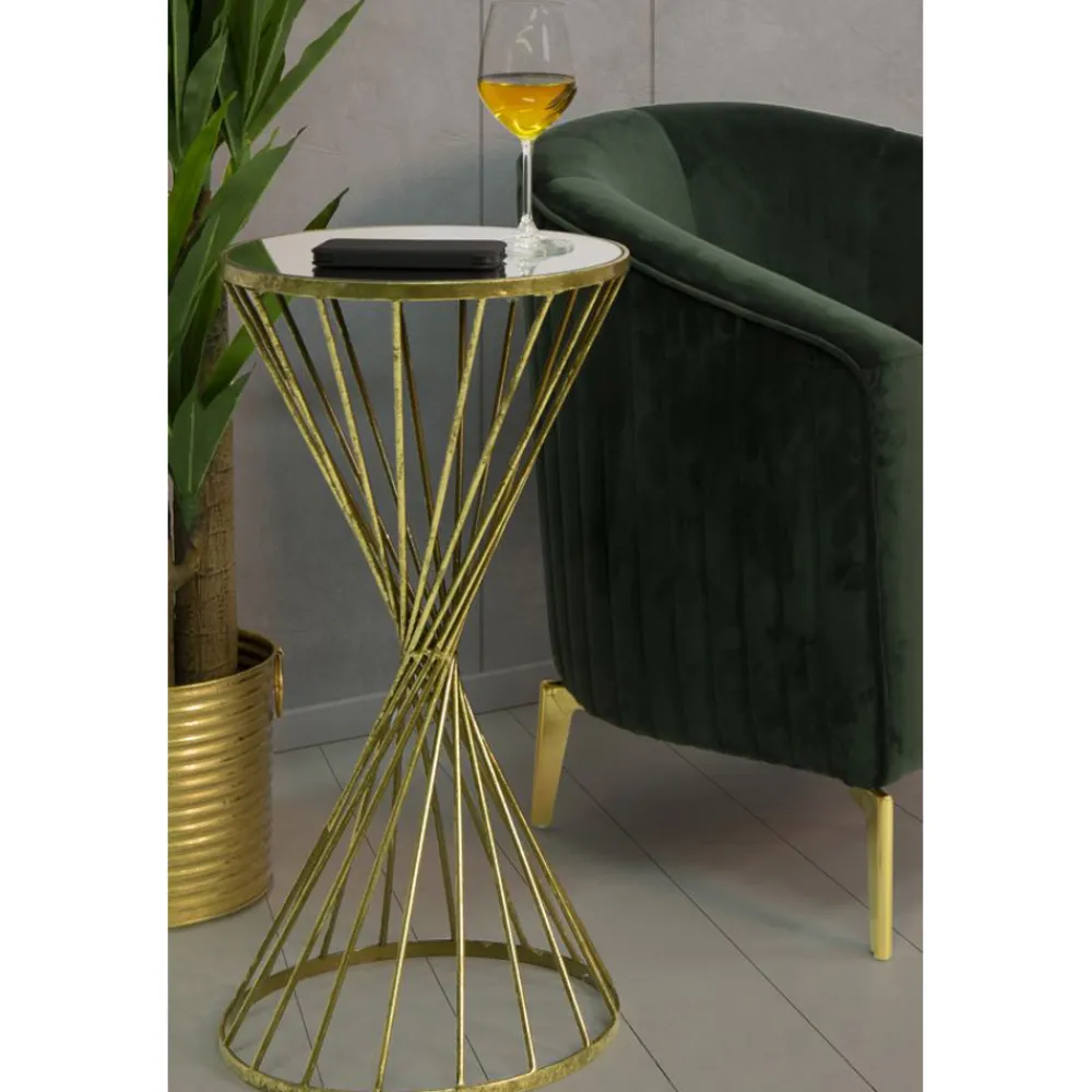 Viadurini Living Moderne Couchtische-Goldener Couchtisch aus Eisen mit Spiegelplatte - Apricot