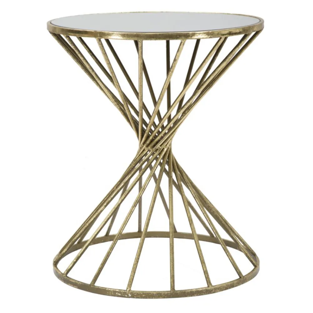 Viadurini Living Moderne Couchtische-Goldener Couchtisch aus Eisen mit Spiegelplatte - Apricot