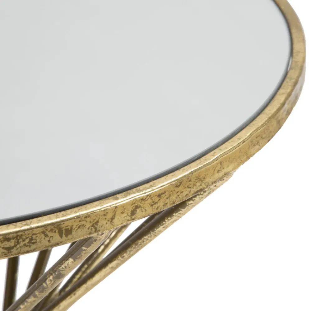 Viadurini Living Moderne Couchtische-Goldener Couchtisch aus Eisen mit Spiegelplatte - Apricot