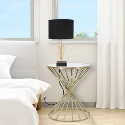 Viadurini Living Moderne Couchtische-Goldener Couchtisch aus Eisen mit Spiegelplatte - Apricot